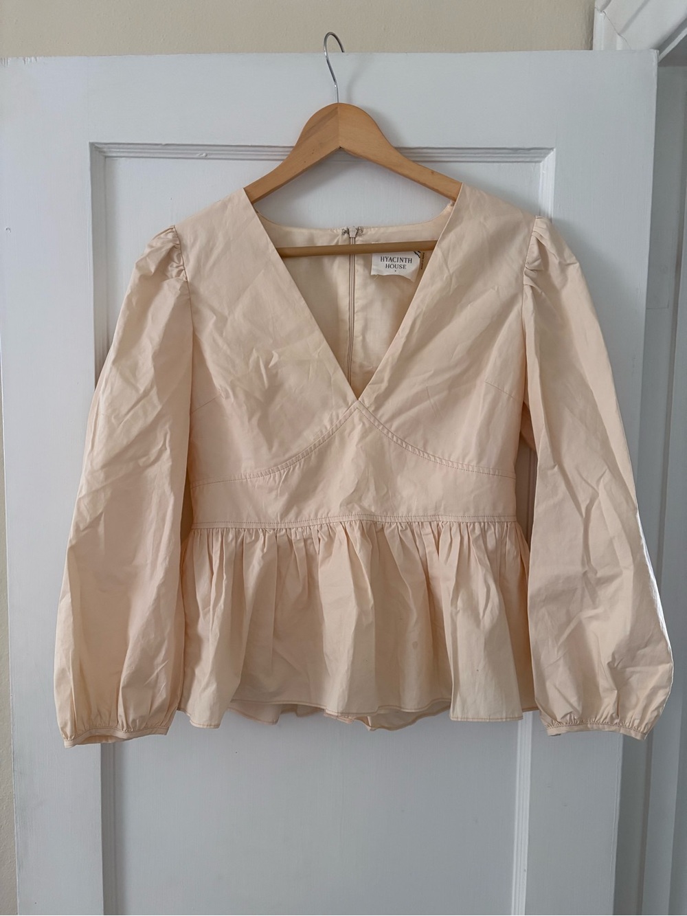 Hyacinth House Cream V-Neck Peplum Blouse